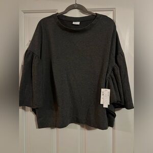 (NWT) Abound Dark Gray Women's Ruffle Sleeve Shirt